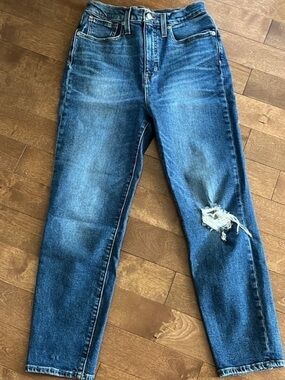Madewell High Rise Mom Jeans Distressed Comfort Stretch Denim 26